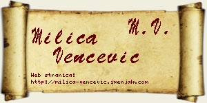 Milica Venčević vizit kartica